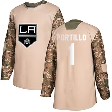Camo Men's Erik Portillo Authentic Los Angeles Kings Veterans Day Practice Jersey