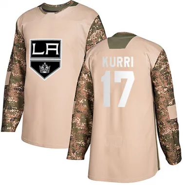 Camo Youth Jari Kurri Authentic Los Angeles Kings Veterans Day Practice Jersey
