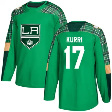 Green Youth Jari Kurri Authentic Los Angeles Kings St. Patrick's Day Practice Jersey