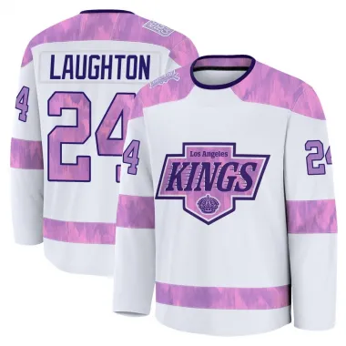 White Men's Scott Laughton Premium Los Angeles Kings 2024 Hockey Fights Cancer Practice Jersey